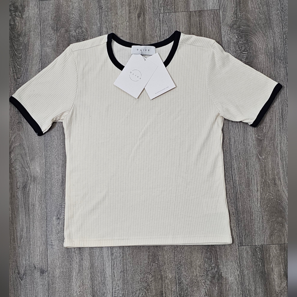 Olive Ribbed Short Sleeve Top *NWT*